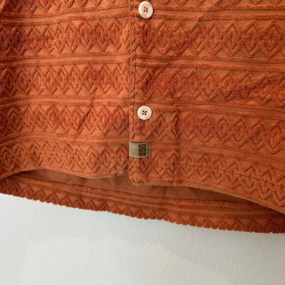 Ugg Tasman Terry Braid orange collared button up textured shirt medium - Picture 4 of 5